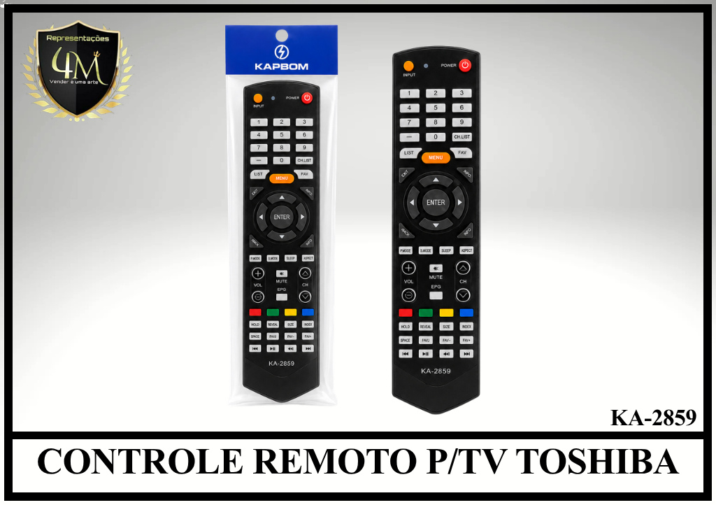 YCRTO 04 CONTROLE REMOTO P/TV TOSHIBA KA-2859