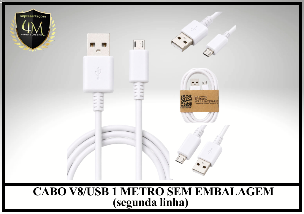 A167 - CABO V8/USB 1 METRO SEM EMBALAGEM (segunda linha) ECB