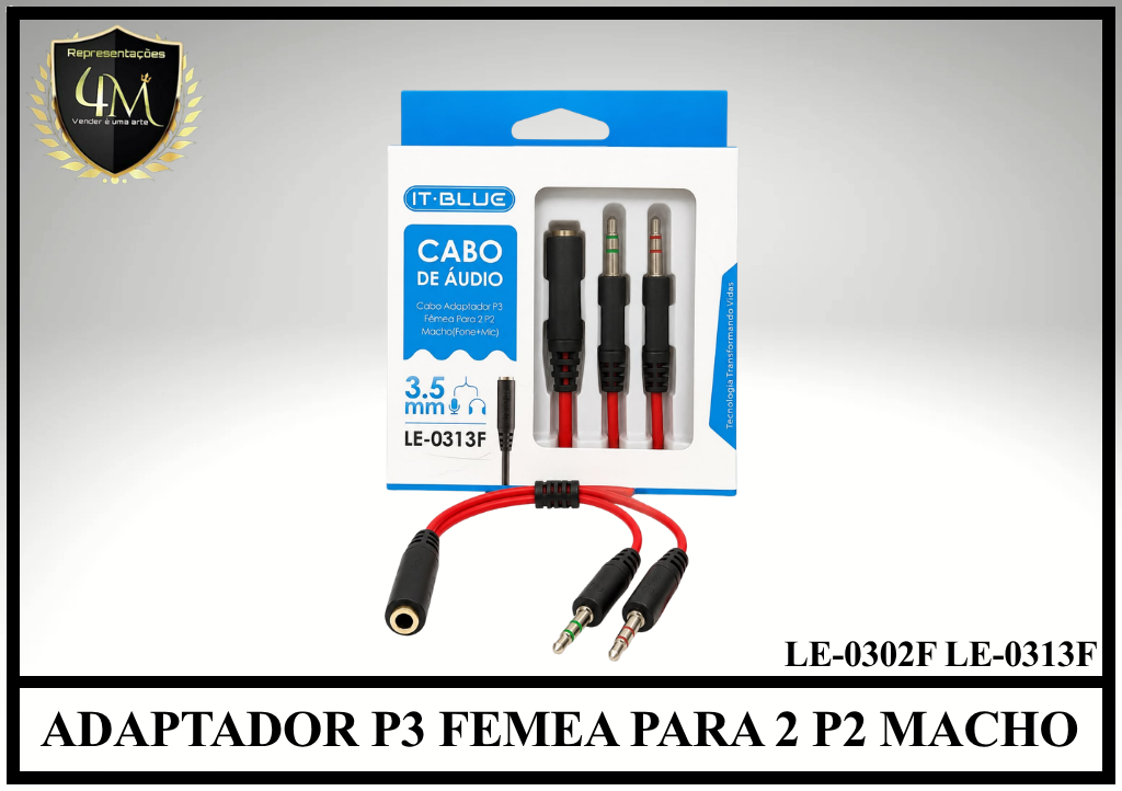 DAP 59 ADAPTADOR P3 FEMEA PARA 2 P2 MACHO LE-0302F LE-0313F