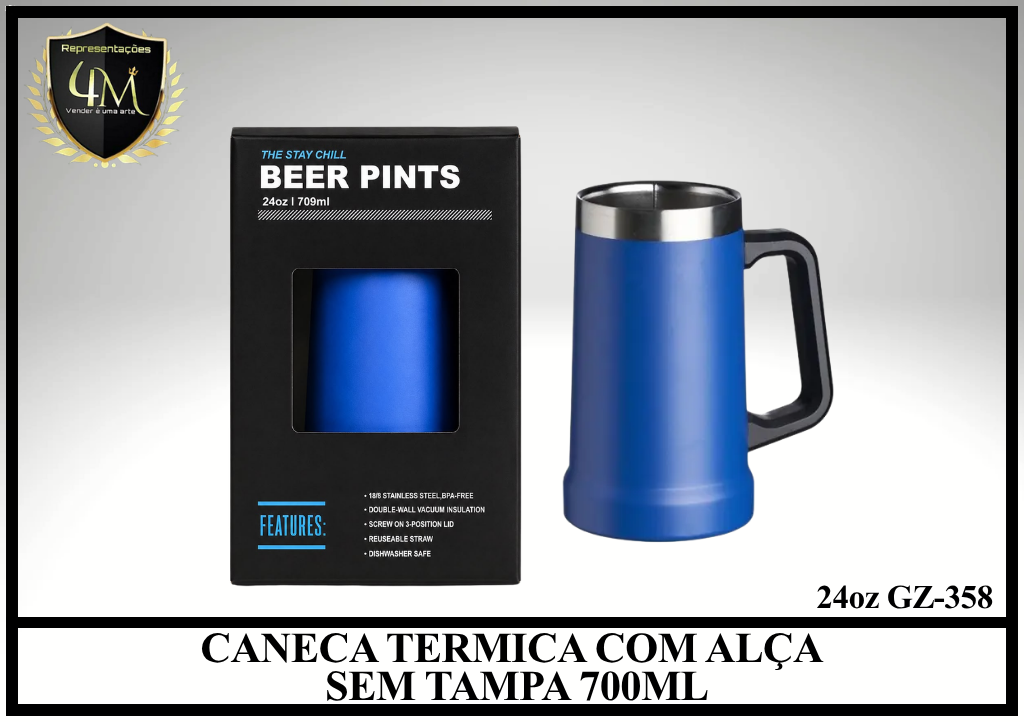 COP 03 CANECA TERMICA COM ALÇA SEM TAMPA 700ML 24oz GZ-358