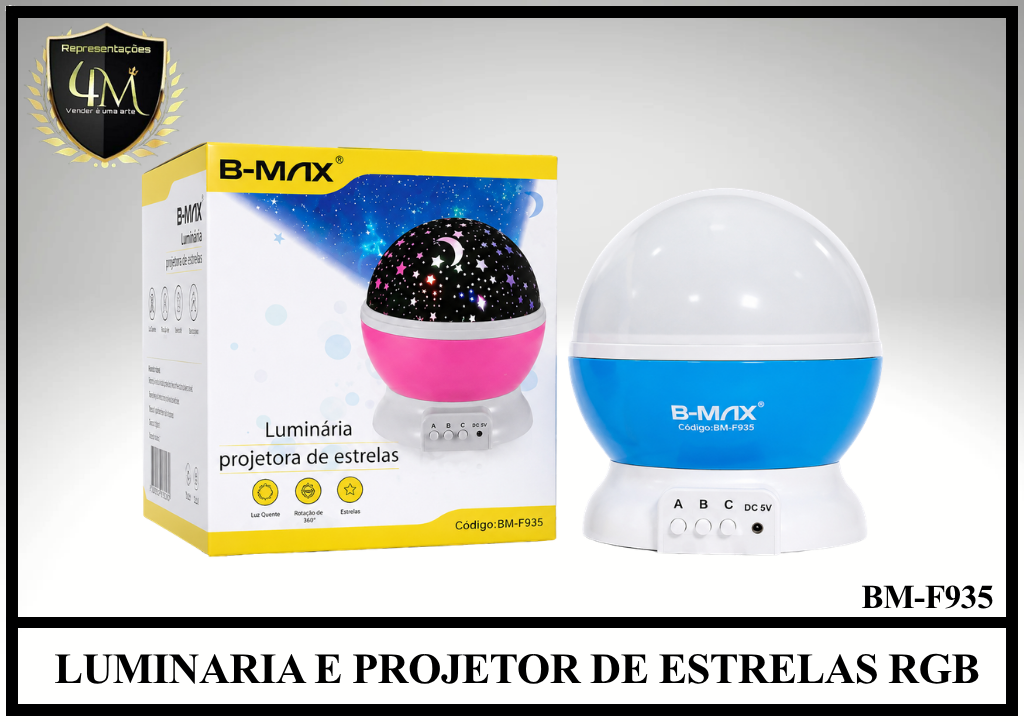 LUM 11 LUMINARIA E PROJETOR DE ESTRELAS RGB BM-F935