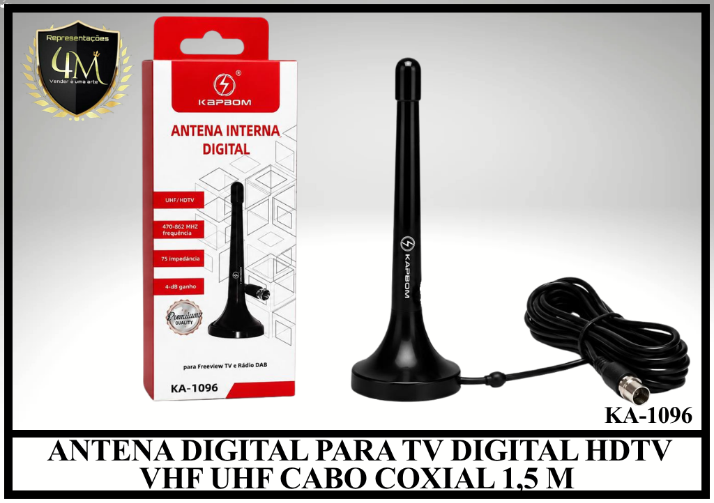 ANT 06 ANTENA DIGITAL PARA TV DIGITAL HDTV VHF UHF CABO COXIAL 1,5 M KA-1096