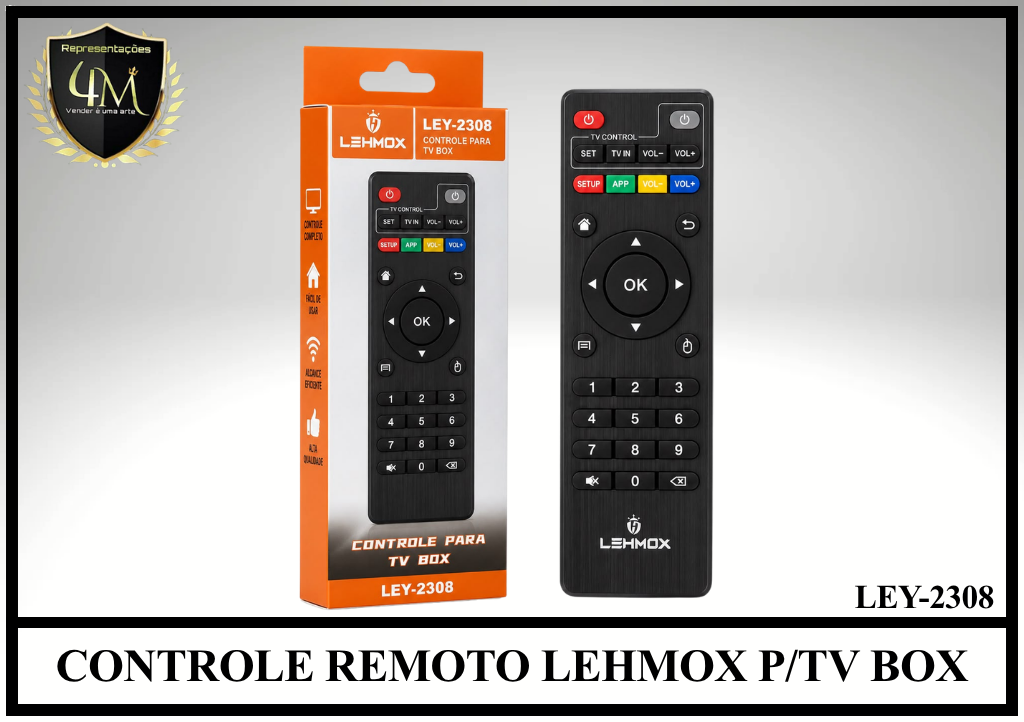 YCRTVB 04 CONTROLE REMOTO LEHMOX P/TV BOX LEY-2308