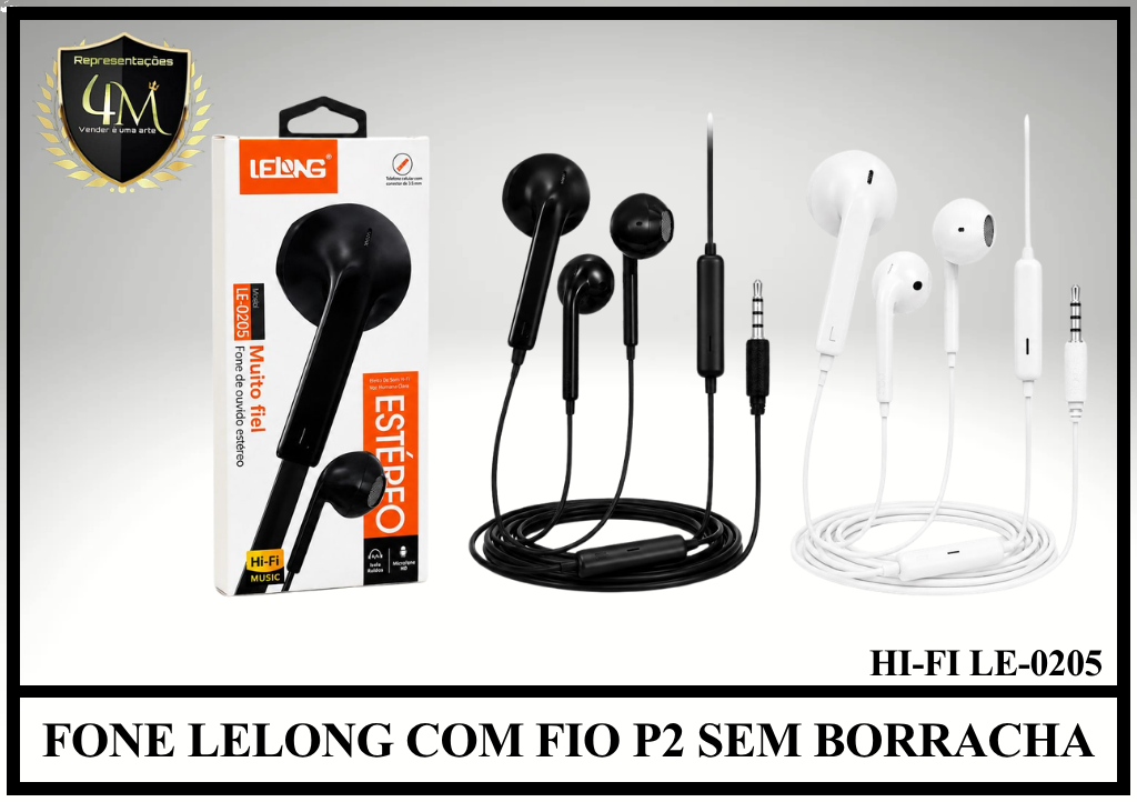 D70 - FONE LELONG COM FIO P2 SEM BORRACHA  HI-FI LE-0205
