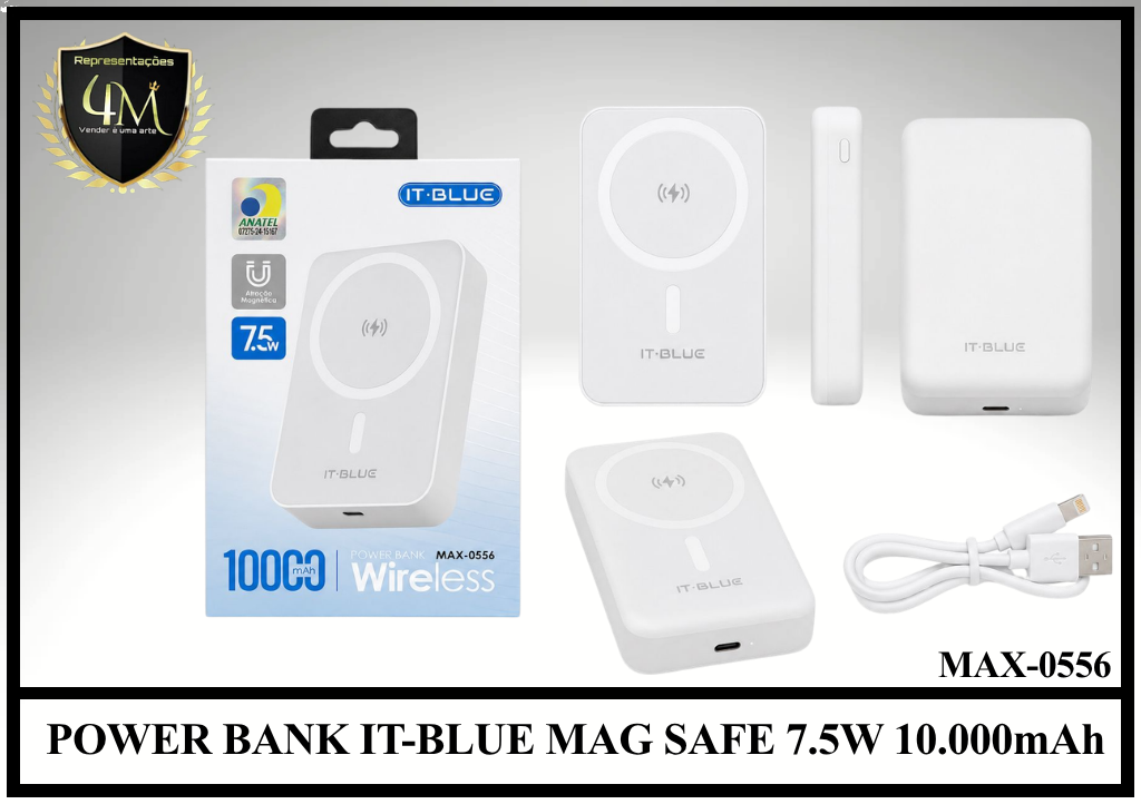 E032 POWER BANK IT-BLUE MAG SAFE 7.5W 10.000mAh MAX-0556