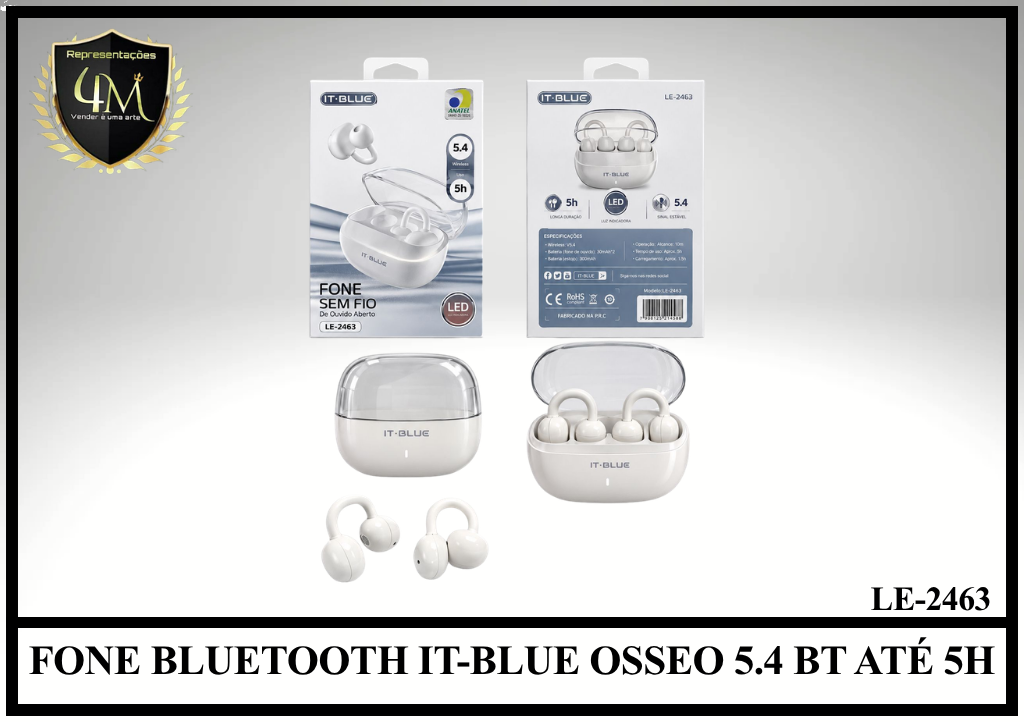 D0117 - FONE BLUETOOTH IT-BLUE OSSEO 5.4 BT ATÉ 5H LE-2463
