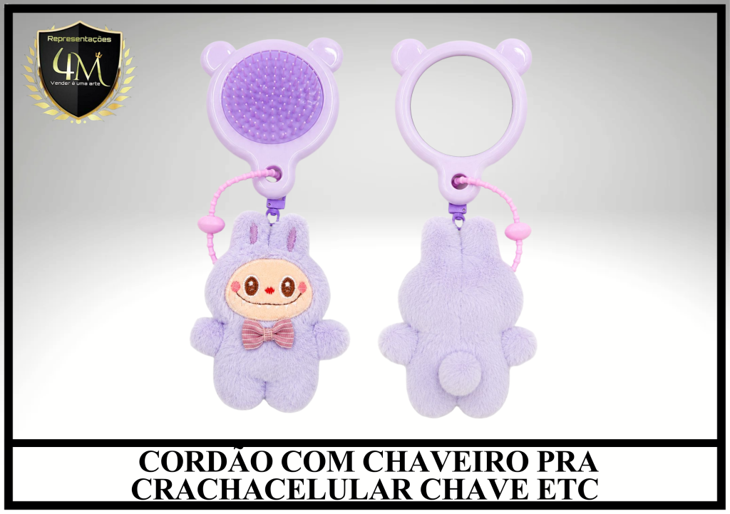 COR 50 CORDÃO COM CHAVEIRO PRA CRACHACELULAR LABUBU