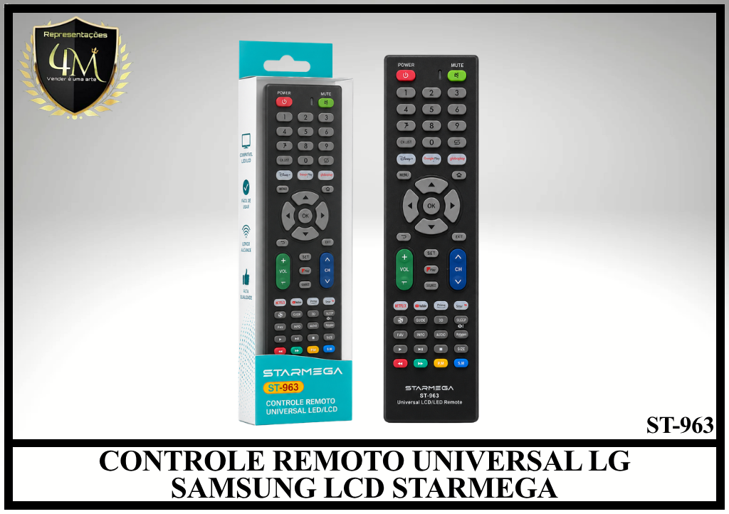 YCRUN 14 CONTROLE REMOTO UNIVERSAL LG SAMSUNG LCD STARMEGA ST-963