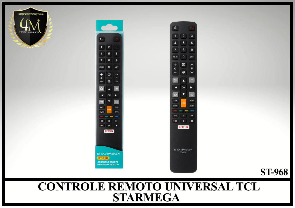 YCRUN 15 CONTROLE REMOTO UNIVERSAL TCL STARMEGA ST-968