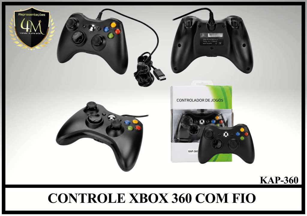 CO 08 CONTROLE XBOX 360 COM FIO KAP-360