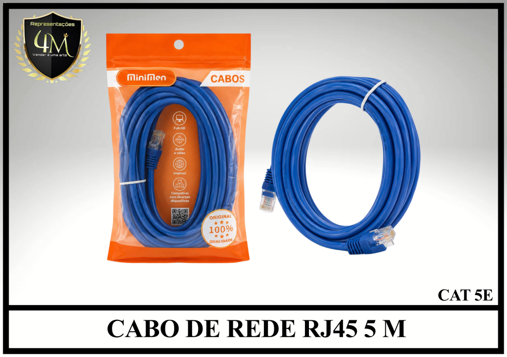 A62-1 - CABO DE REDE RJ45 5 METROS CAT 5E