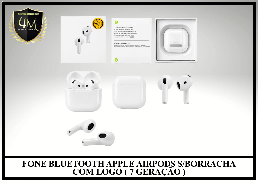 D085-1 - FONE BLUETOOTH APPLE AIRPODS S/BORRACHA COM LOGO ( 7 GERAÇÃO )