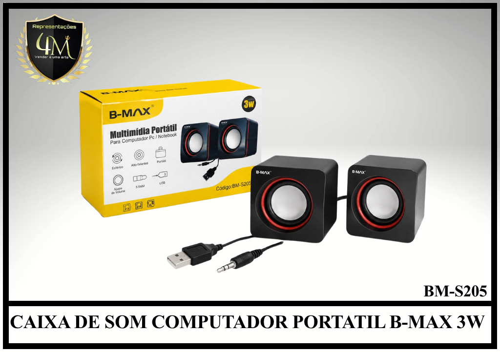 CXPC 04 CAIXA DE SOM COMPUTADOR PORTATIL B-MAX 3W BM-S205