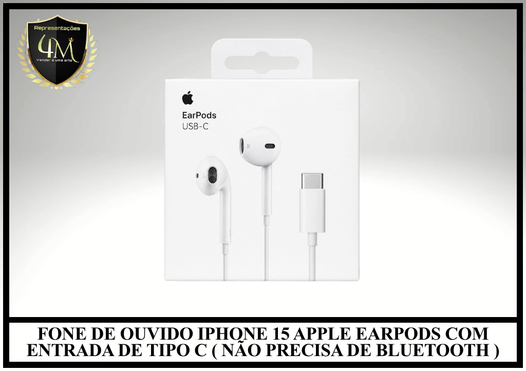 D63-1 - FONE DE OUVIDO IPHONE 15 APPLE EARPODS COM ENTRADA DE TIPO C ( NÃO PRECISA DE BLUETOOTH )