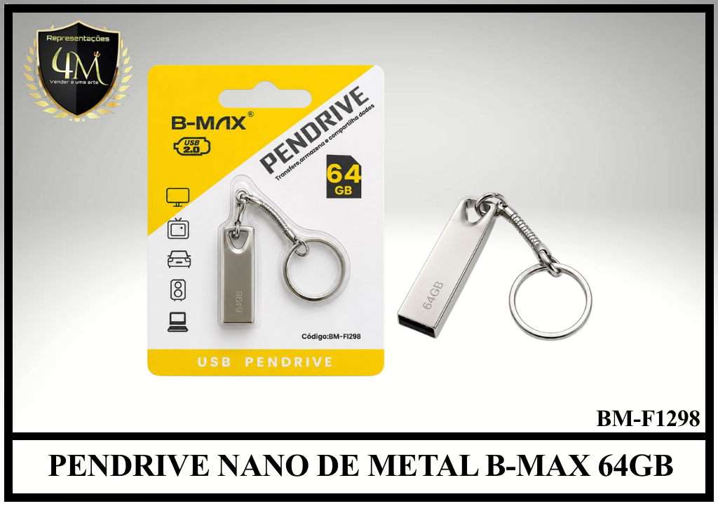 PEN 07 PENDRIVE NANO DE METAL B-MAX 64GB BM-F1298