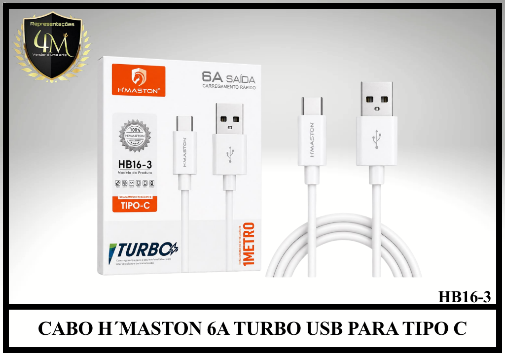 A173 - CABO H´MASTON 6A TURBO USB PARA TIPO C HB16-3