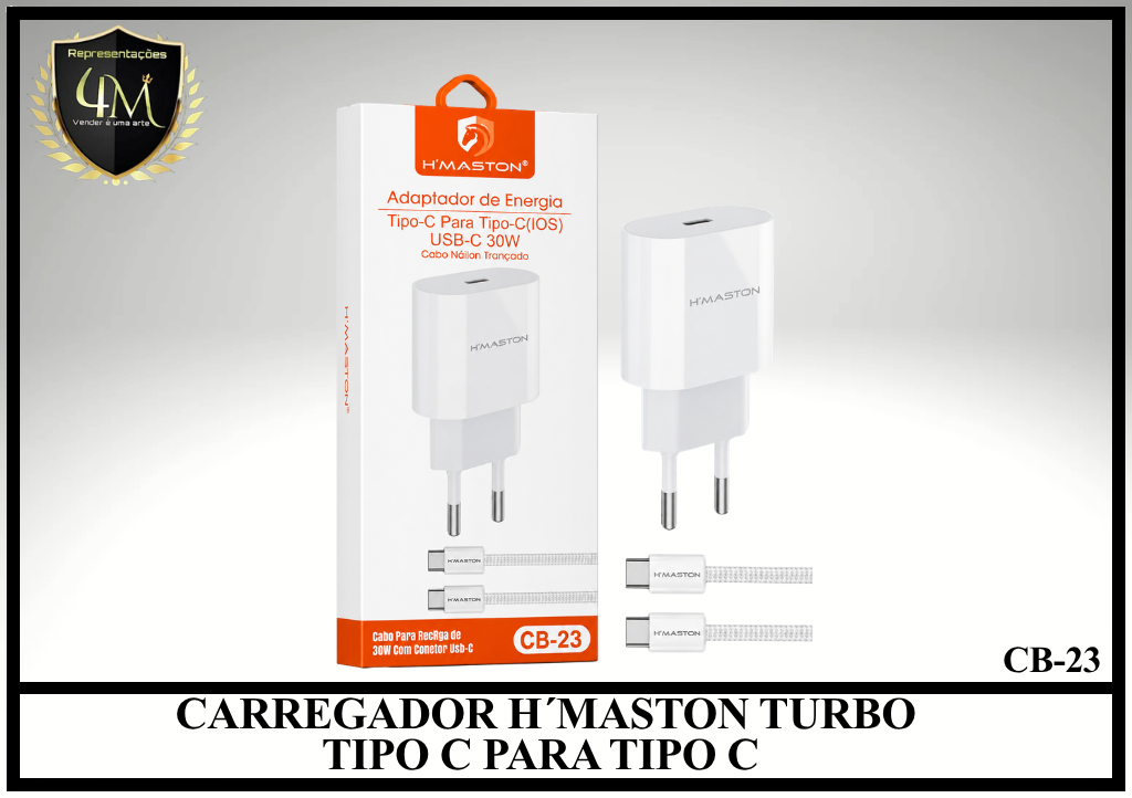 B101 - CARREGADOR H´MASTON TURBO TIPO C PARA TIPO C CB-23