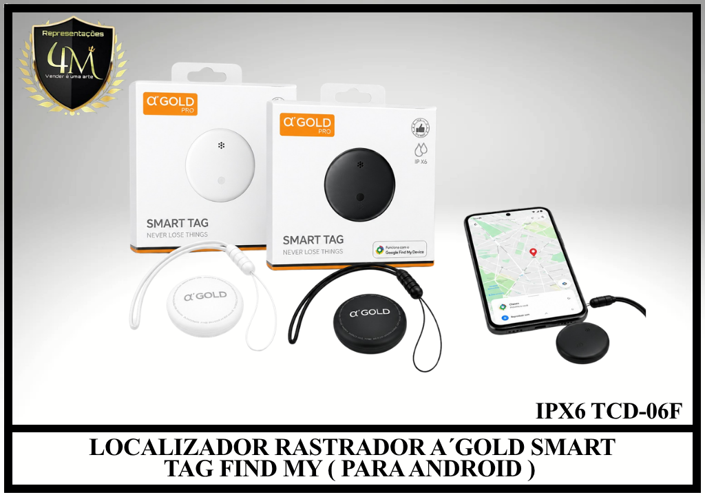 LOC 04 LOCALIZADOR RASTRADOR A´GOLD SMART TAG FIND MY ( PARA ANDROID ) IPX6 TCD-06F