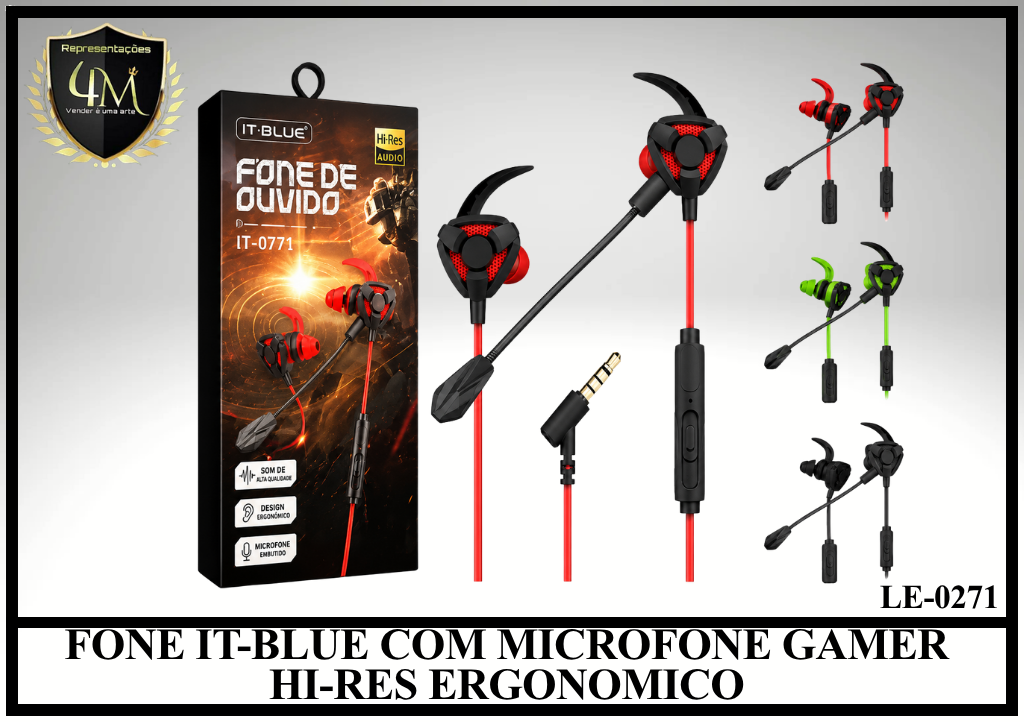 D71 - FONE IT-BLUE COM MICROFONE GAMER HI-RES ERGONOMICO LE-0271