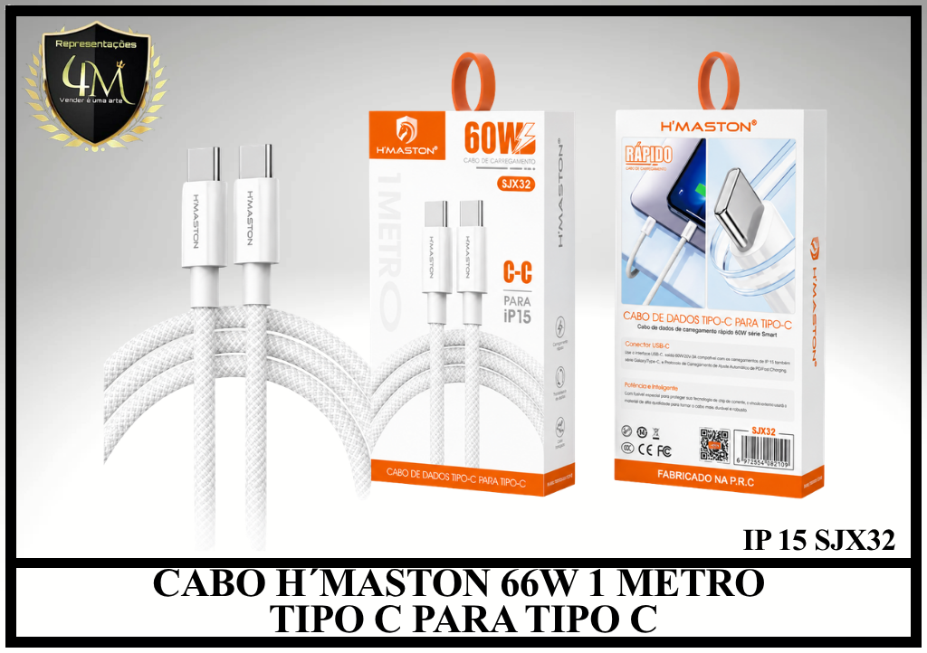A176 - CABO H´MASTON 66W 1 METRO TIPO C PARA TIPO C IP 15 SJX32