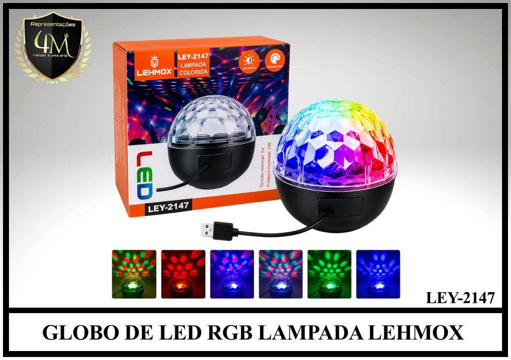 GLO 01 GLOBO DE LED RGB LAMPADA LEHMOX LEY-2147