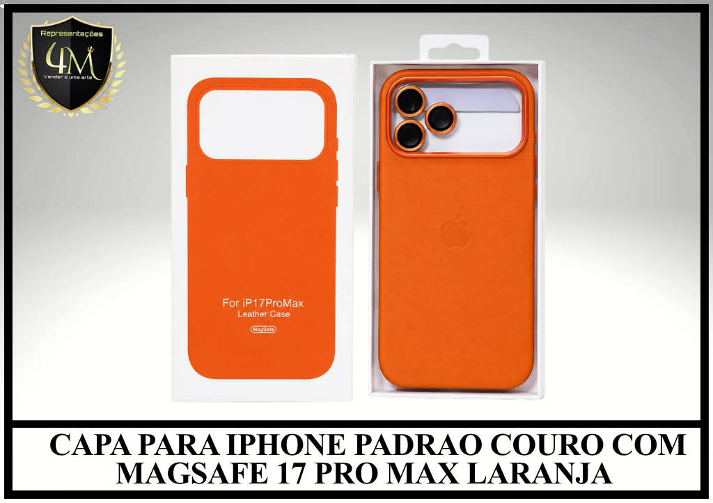 ZCCI 18-1 CAPA PARA IPHONE PADRAO COURO COM MAGSAFE 17 PRO MAX LARANJA