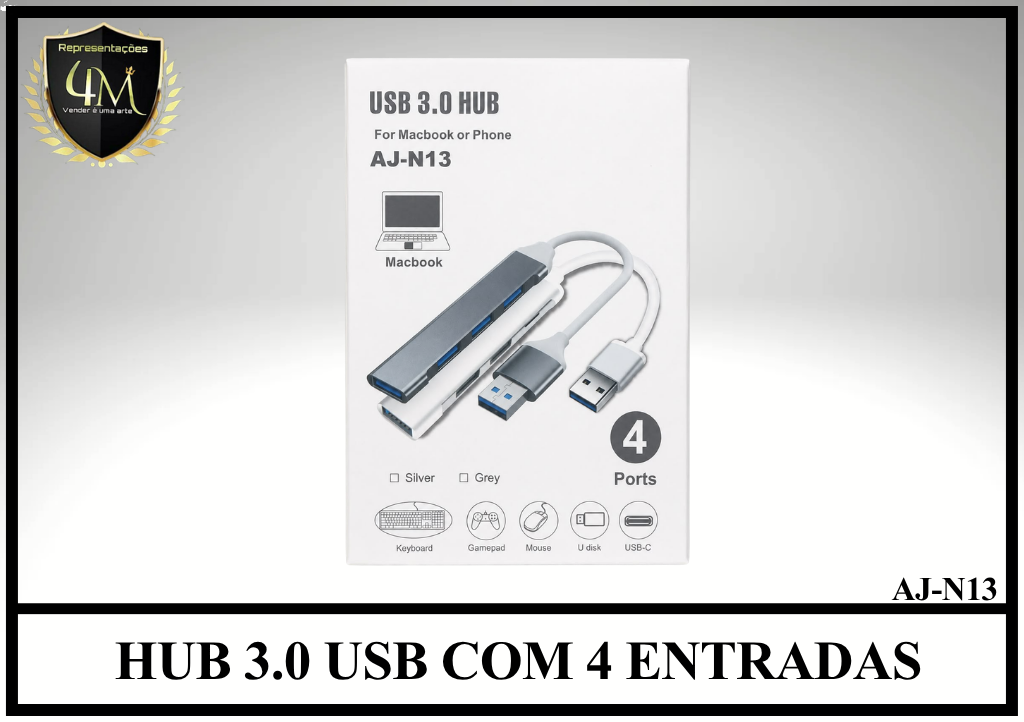 HUB 05 HUB 3.0 USB COM 4 ENTRADAS AJ-N13