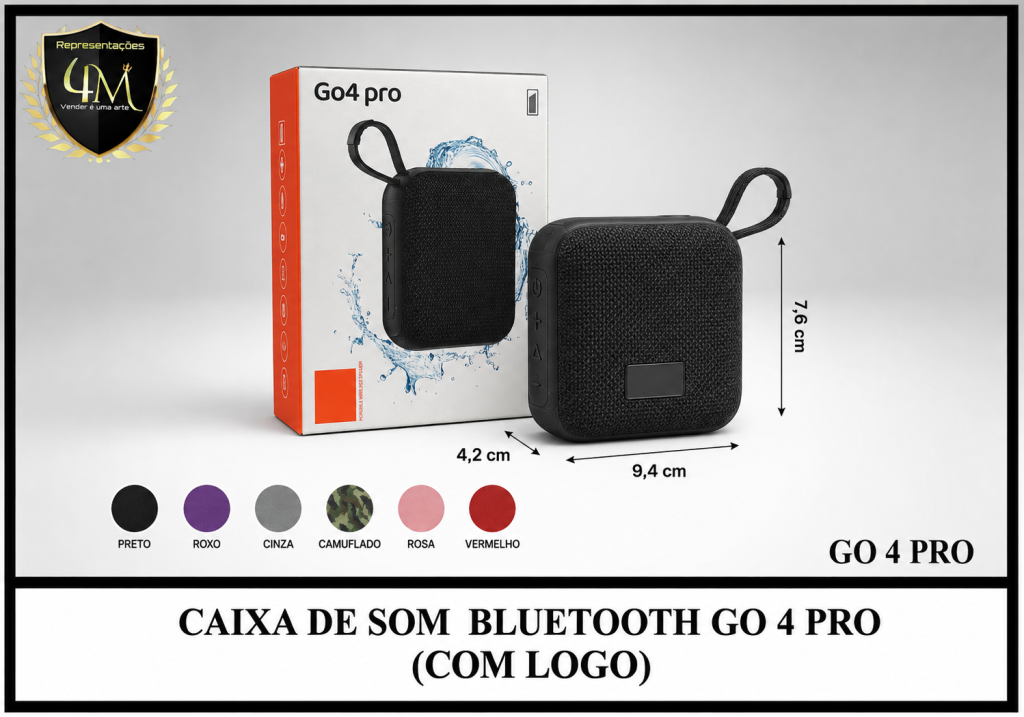 CX 36 CAIXA DE SOM BLUETOOTH GO 4 PRO (COM LOGO)