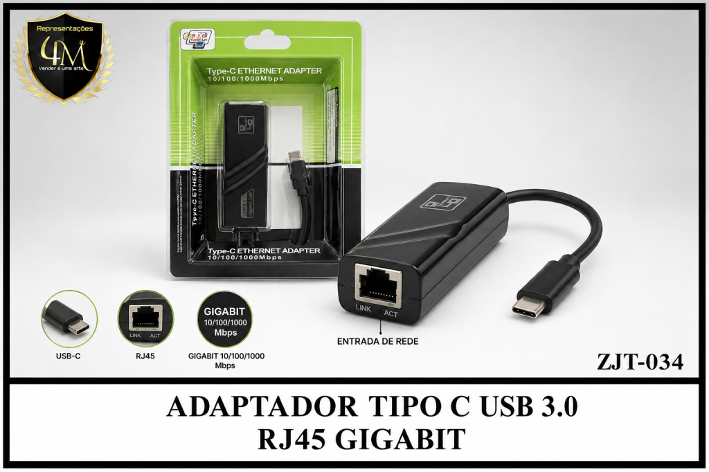 DAP 76 ADAPTADOR TIPO C USB 3.0 RJ 45 ZJT-034