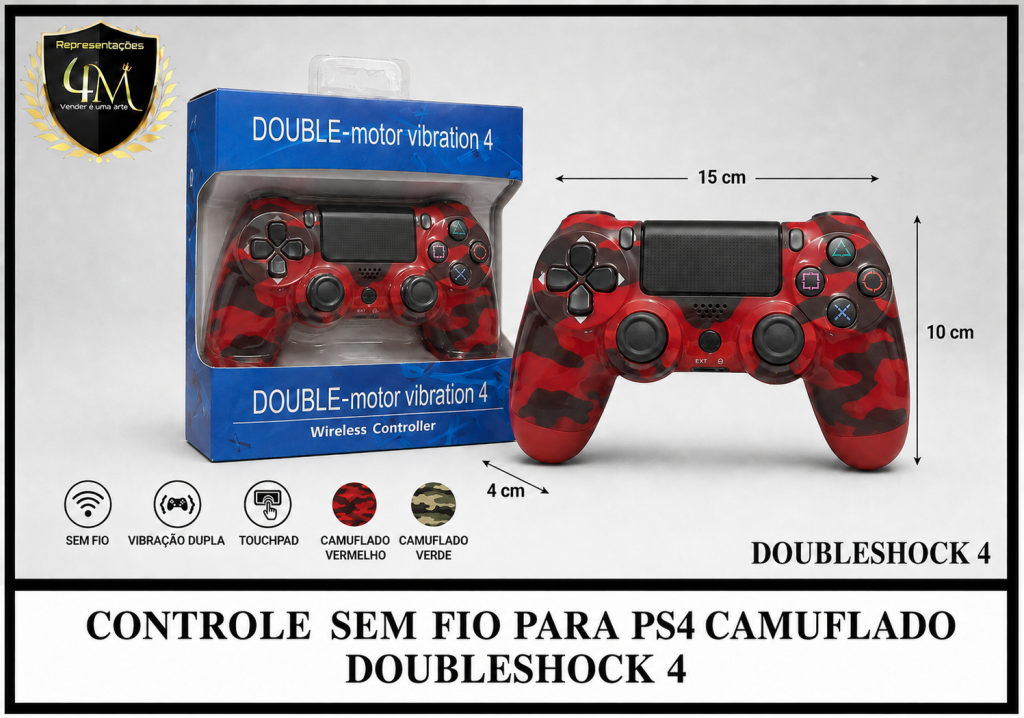 CO 01-1 CONTROLE SEM FIO PS4 CAMUFLADO DOUBLESHOCK 4