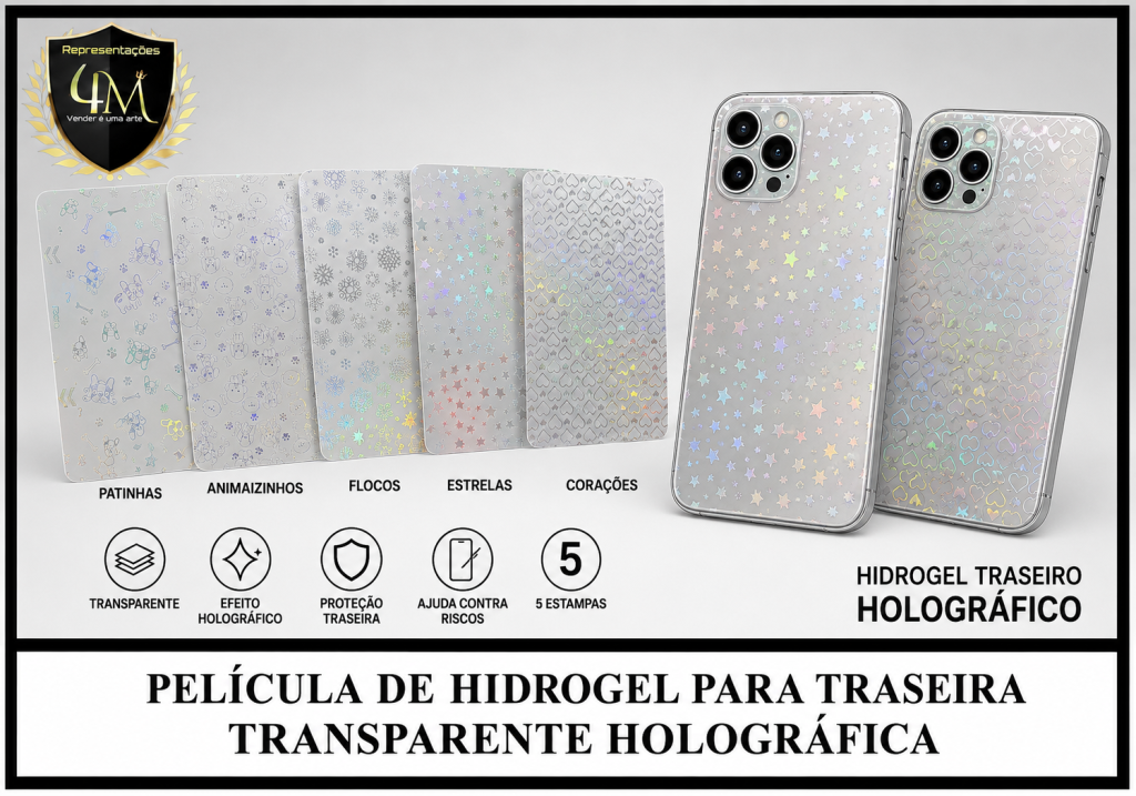 H013-1 - PELICULA DE HIDROGEL PARA TRASEIRA TRANSPARENTE HOLOGRAFICA