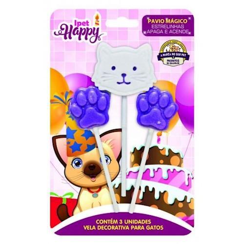 VELA DE ANIVERSARIO PARA GATO -  AZUL