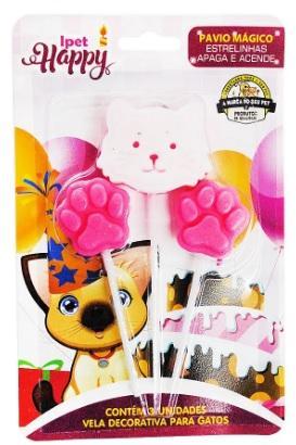 VELA DE ANIVERSARIO PARA GATO -  ROSA