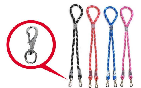 GUIA DE CORDA 14MM X 110CM PARA 2 CÃES C/ MOSQUETÃO ITALIANO