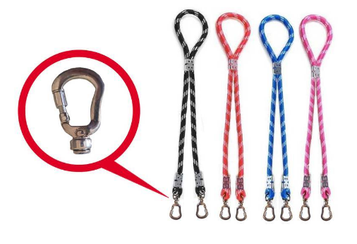 GUIA DE CORDA 14MM X 110CM PARA 2 CÃES C/ MOSQUETÃO TRAVA ROSCA