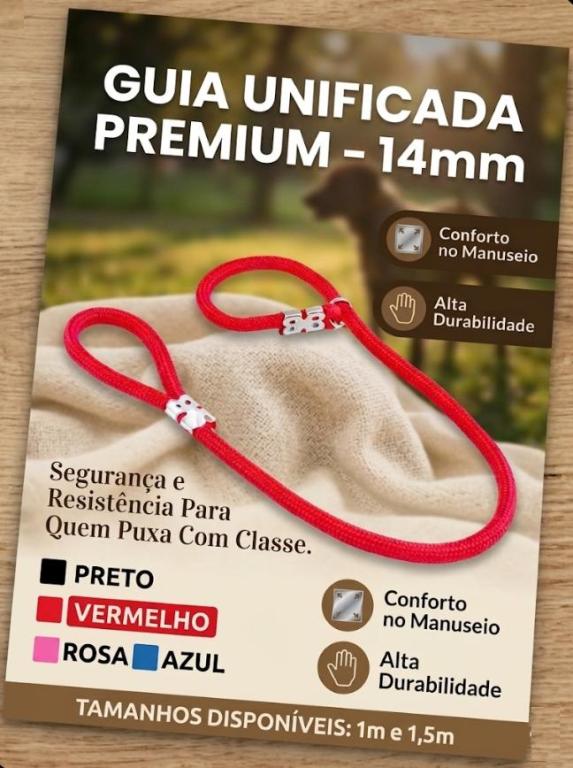 GUIA DE CORDA UNIFICADA 14MM X 150CM (ADESTRAMENTO)