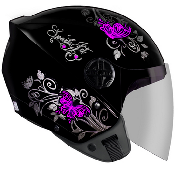 capacete spark jet borboleta 58 pto/rosa