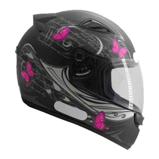 capacete spark new borboleta 60 pto/brilhoso/rosa