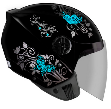 capacete spark jet borboleta 60 pto/verde