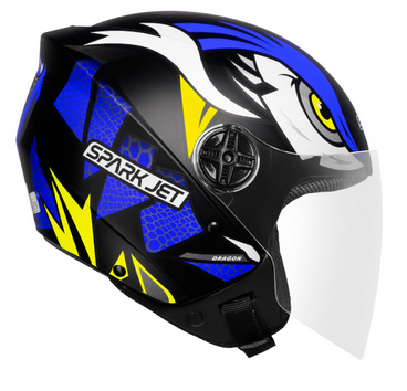 capacete spark jet dragon 60 pto/azul
