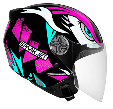 capacete spark jet dragon 60 pto/rosa