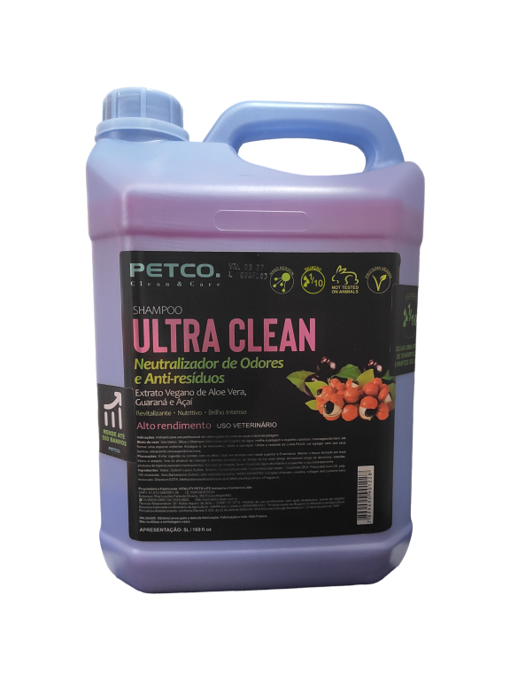 SHAMPOO ULTRA CLEAN NEUTRALIZADOR DE ODORES E ANTI-RESIDUOS 5L 1:10 - PETCO
