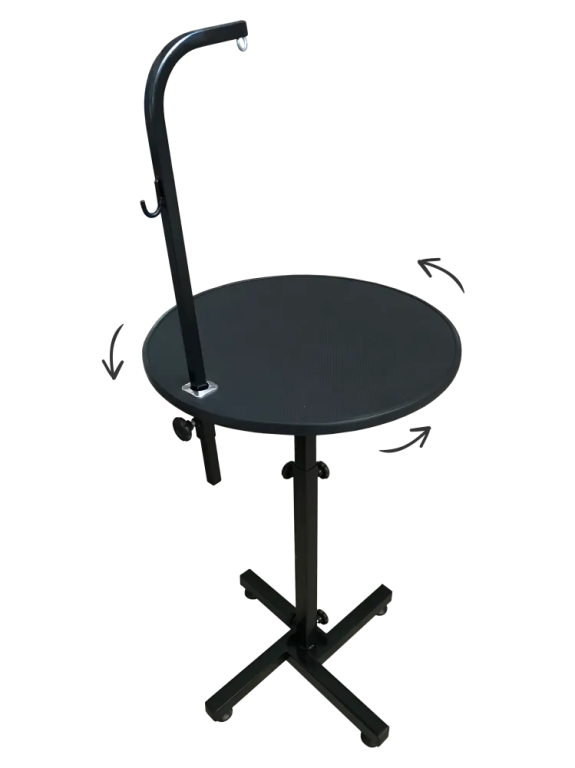 MESA DE TOSA PLENITUDE REDONDA COM REGULAGEM DE ALTURA - TAMPO GIRATORIO 60CM PRETO