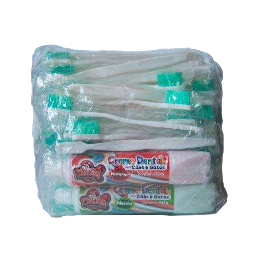 PACOTE COM 50 ESCOVAS DESCARTAVEIS + 2 CREMES DENTAIS 90GR - CATDOG