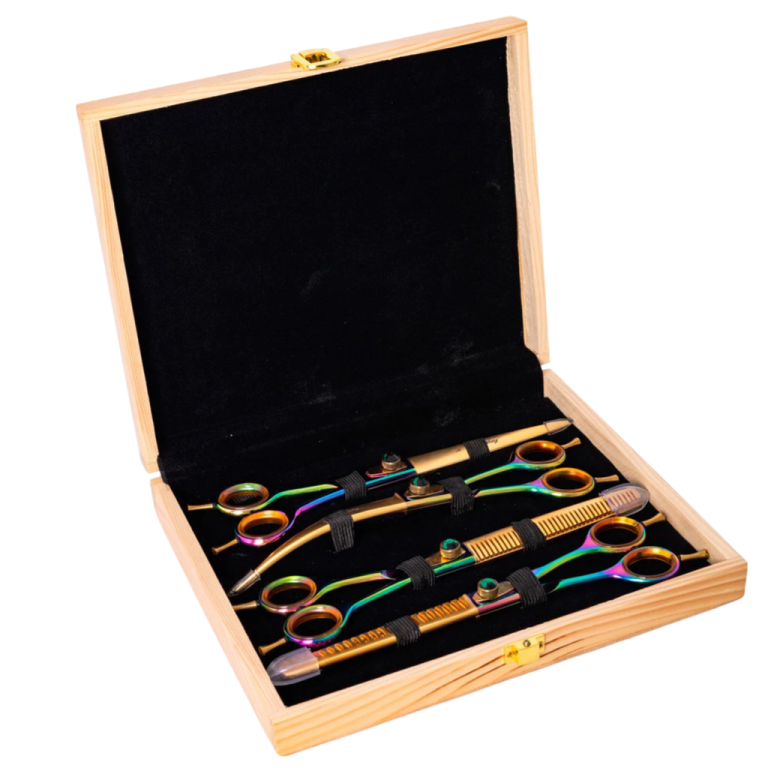 KIT TESOURA FRUTACOR 8'' AÇO 440 C/ ESTOJO MADEIRA - MARYAM TRADING