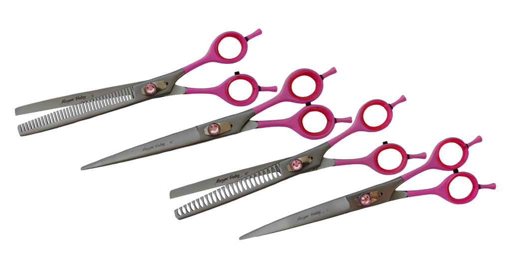 KIT TESOURA PRATA FOSCO CABO REVESTIDO ROSA 8'' - MARYAM TRADING