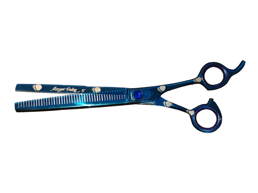 TESOURA SEMI DENTADA AZUL COM PATA DIFERENTE 8'' - MARYAM TRADING
