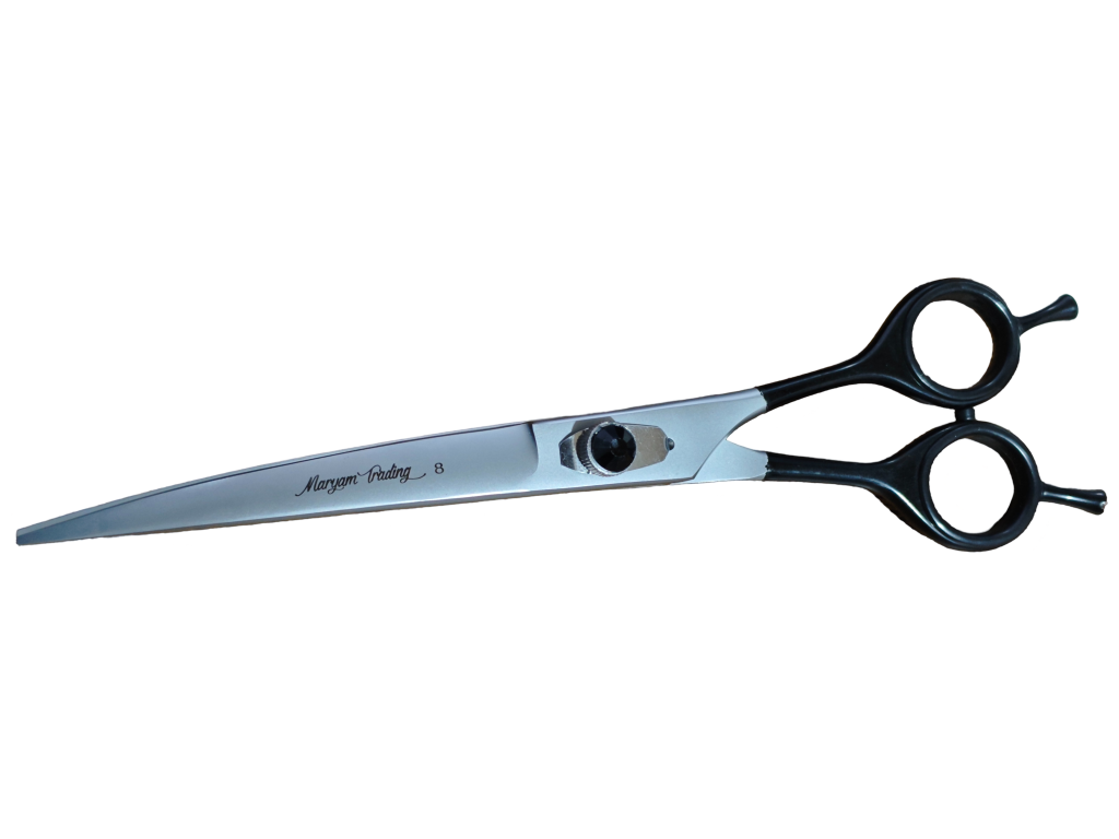 TESOURA CURVA PRATA FOSCO CABO REVESTIDO PRETO 8'' - MARYAM TRADING