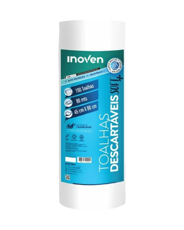 TOALHA DESCARTAVEL SOFT+ 100 FOLHAS/ROLO 45X80CM - ROLO - INOVEN