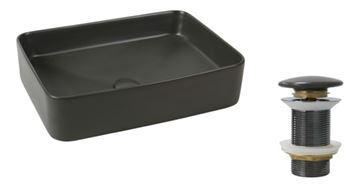 CUBA DE SOBREPOR RETANGULAR 50X37 COM ACABAMENTO DA SUPERFICIE NA COR PRETO FOSCA - CÓDIGO: R145503713BF